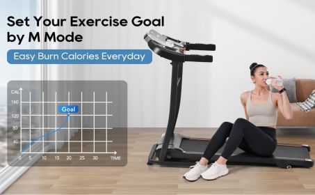 Folding Treadmill Electric Running Machine 2.5 HP Motor 300 LBS Weight Capacity Walking Jogging Machine 3 Level Incline 12 Preset Programs