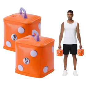 Travel Weight, Water Filled Dumbbells Set, Fitness Exercise Dice 15 lbs, for Strength Training, Core Training (orange)