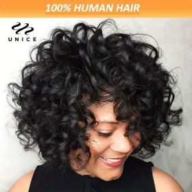 [Short Bouncy Pixie Cut Wig] Unice Hair Short Loose Curly Wigs Brazilian Hair Bouncy Waves Pixie Cut Wig Fluffy Curls Bob Wig For Women Human Hai