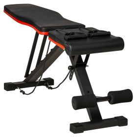 Adjustable Workout Bench – Foldable w/ Leg Extension & Preacher Pad (Black/Red)