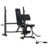 Weight Bench Stand with Squat Rack, Adjustable Olympic Bench, Multifunctional Arm Curl Pad, Leg Extension, Grey