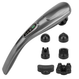 Cordless Handheld 17 inch Reach Back Full Body Massager Deep Tissue Rechargeable Electric Massager w/ 12 Modes 10 Intensity 6 Interchangeable Nodes