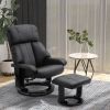 10-Point Vibrating Massage and Heating Function, Recliner Chair with Ottoman Footrest Black PU leather