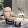 Massaging 10-Point Vibrating Heat Function Recliner Chair with Ottoman  Ultimate Comfort for Back and Legs HOMCOM Beige faux leather