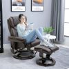 Massage Recliner Chair with Ottoman 10-Point Vibrating Brown PU leather