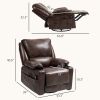 Recliner Massage Armchair with Heat Over sized Swivel Rocker with Footrest Remote and Side Pockets Brown