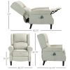 Vibrating Massage Recliner Chair with Heat. Upholstered Wingback Chair Beige Linen-feel Fabric. Ultimate  Comfort
