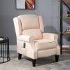 Vibrating Massage Recliner Chair with Heat and  Remote Controller.  Upholstered in soft faux suede Cream White