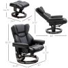 10 Vibration Points Massage Recliner Chair with Ottoman – Adjustable Backrest, Remote Control, Black Faux Leather