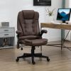 HOMCOM Heated Vibrating Massage Office Chair High Back Desk Chair Coffee Linen