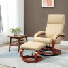 10 Vibration Points Massage Chair Electric Recliner with Ottoman, Faux Leather, Remote Control, Beige