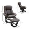 10 Point Vibration Massage Recliner Chair with Ottoman Swiveling Armchair, Brown PU Leather
