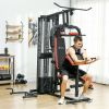 Soozier Multi-functional Workout Station with Sit up Bench, Push up Stand, Dip Station, 143 lbs Weights