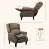 Massage Recliner with Heat, Remote Controlled and Footrest. Wingback Chair in Brown Linen-feel Fabric