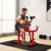 265 LBS Preacher Curl Bench for Strength Training, Adjustable Seated Arm Isolated Barbell Dumbbell Bicep Station, Red