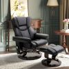 10 Vibration Points Massage Recliner Chair with Ottoman – Adjustable Backrest, Remote Control, Black Faux Leather