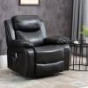 Massage Recliner Chair Footrest. Enjoy 8 Massage Points with Remote Control Padded Seat Black PU Leather