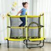 Qaba Kids 4.6 Ft Trampoline with Safety Enclosure & Ball Pit, Yellow, Indoor Play Equipment
