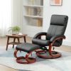 10 Vibration Massage Points Recliner Chair with Ottoman & Remote Controller Electric Black Faux Leather