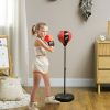 Qaba Height Adjustable Punching Bag for Kids w/ Stand & Boxing Gloves for 5-10 Years, Red | Aosom