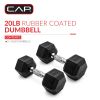 20 lb Coated Rubber Hex Dumbbell, Pair