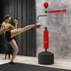 Soozier 4-in-1 Boxing Punching Bag Stand with 2 Speed balls, 360° Reflex Bar, & PU-Wrapped Bag & Adjustable Height, Red
