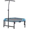 Soozier 4.5 ft Exercise Trampoline, Portable & Foldable Fitness Trampoline with Adjustable T-Bar and Heavy-Duty Design, Blue