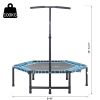 Soozier 4.5 ft Exercise Trampoline, Portable & Foldable Fitness Trampoline with Adjustable T-Bar and Heavy-Duty Design, Blue