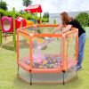 55" Little Kids Trampoline with Safety Enclosure Net and Ocean Balls – Indoor & Outdoor Fun