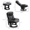 10-POINT VIBRATING MASSAGE Recliner Chair with Ottoman, Black faux leather