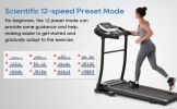 Folding Treadmill Electric Running Machine 2.5 HP Motor 300 LBS Weight Capacity Walking Jogging Machine 3 Level Incline 12 Preset Programs