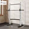 Squat Rack w/ Pull-Up Bar & Barbell Bar, Adjustable Half Rack (White)