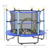 Qaba Kids Trampoline, 4.6 Feet with Safety Enclosure and Ball Pit, Blue, Indoor Play Equipment