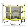 Qaba Kids 4.6 Ft Trampoline with Safety Enclosure & Ball Pit, Yellow, Indoor Play Equipment