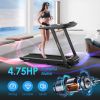 4.75 HP Heavy Duty Folding Treadmill with Preset Programs Touch Screen Control