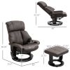 10-Point Vibration Massage Massage Recliner Chair with Ottoman, Remote Control, Plush Comfort, Brown PU Leather