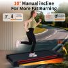 Walking Pad Treadmill with 10° Incline, Remote Control 3 HP Portable Compact Treadmills for Home Office, Treadmill 264 lb Capacity, LED Display