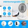 All in 1 Folding Desk Fan USB Desk Fan Small Stretchable Fan with 4 Wind Speeds Hanging Desktop Wall Mounted or portable for travel