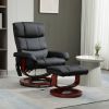 10-POINT VIBRATING MASSAGE Recliner Chair with Ottoman & Side Pocket for Convenience, Black faux leather