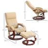 10 Vibration Points Massage Chair Electric Recliner with Ottoman, Faux Leather, Remote Control, Beige