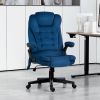Vinsetto 6 Point Executive Office Chair with Heat, High Back Vibrating Massage Office Chair, Drak Blue Velvet