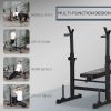 Adjustable Weight Bench, Foldable Bench Press with Barbell Rack and Dip Station for Home Gym, Strength Training Multiuse Workout Bench, Black