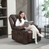Recliner Massage Armchair with Heat Over sized Swivel Rocker with Footrest Remote and Side Pockets Brown
