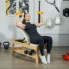Soozier Wooden Adjustable Weight Bench with Dumbbell Rack, Flat or Incline Workout Bench for Home Gym Weight Lifting, White