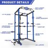 Blue Power Cage with Lat Pulldown – Adjustable Home Squat & Strength Rack