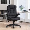 HOMCOM Vibrating Massage Heat Office Chair High Back Recliner Padded Armrests Remote Control Black Linen