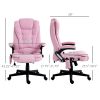 HOMCOM Vibrating Massage Heated Office Chair High Back Recliner Padded Armrests Remote Pink Linen