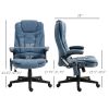 HOMCOM  Heated Massage Chair,  Reclining Office Chair with 6 Vibration Points, Armrest and Remote, Blue PU Leather