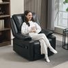 Heated Massage Recliner Over sized Swivel Rocker with Footrest and Side Pockets Black PU upholstery