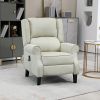 Vibrating Massage Recliner Chair with Heat. Upholstered Wingback Chair Beige Linen-feel Fabric. Ultimate  Comfort